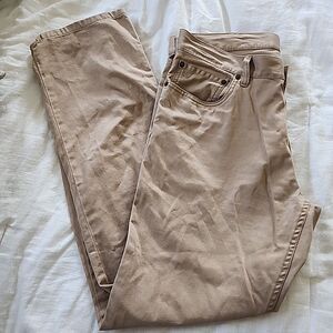 Polo Ralph Lauren 650 Pants Mens Size 34 Tan Cotton Straight Leg Casual Chino